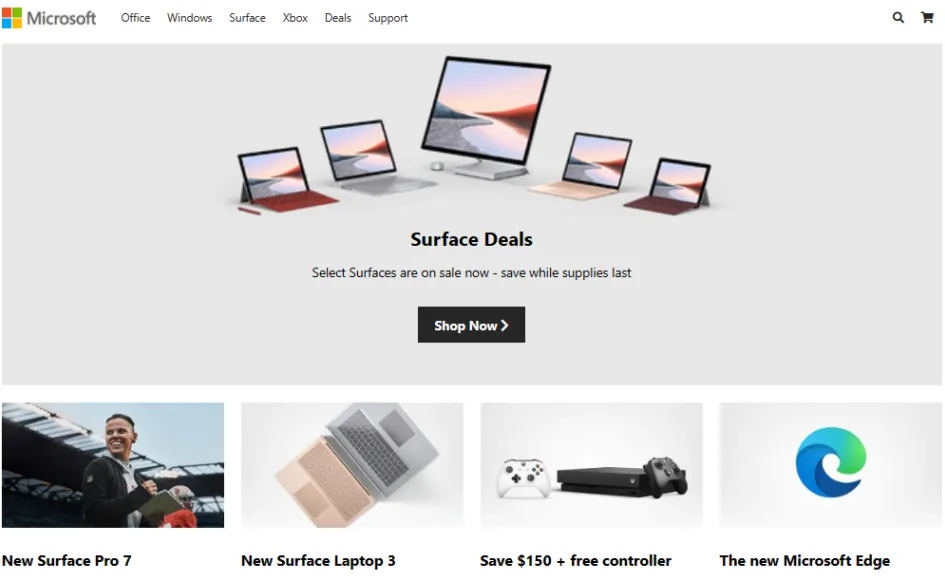 Microsoft Website Screenshot