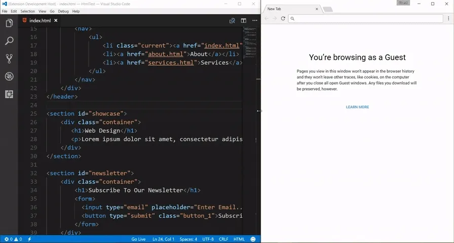 VS Code Startbildschirm